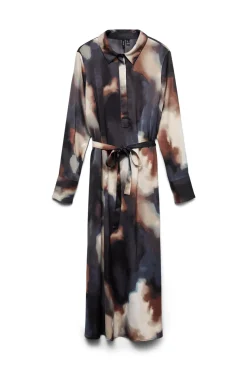 Vero Moda Vestido midi camisero Negro Hot