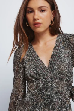 Springfield Vestido midi cenefas paisley verde