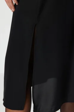 Trendyol Vestido midi con abertura negro Outlet