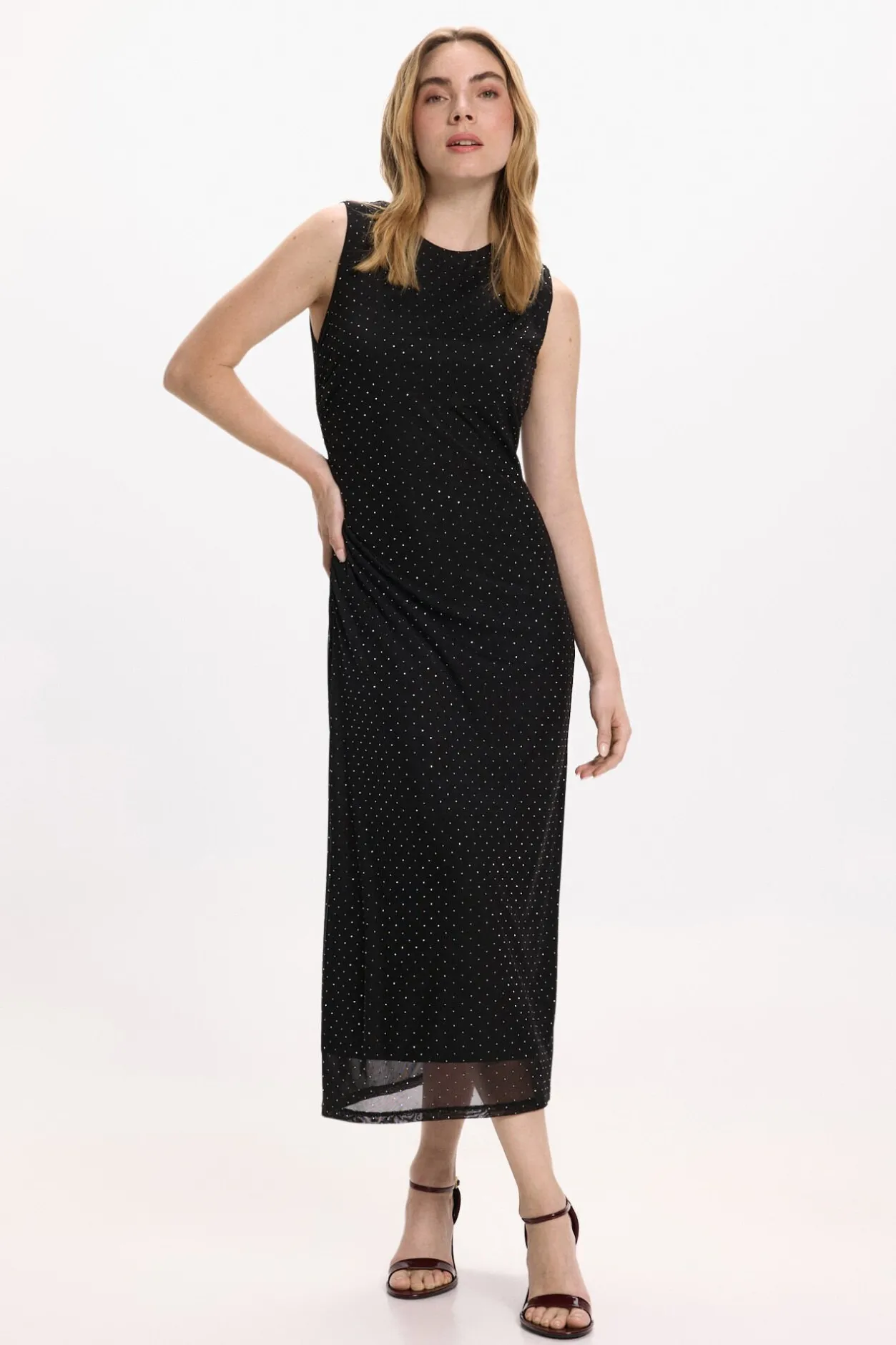 Vila Vestido midi con brillos Negro Best