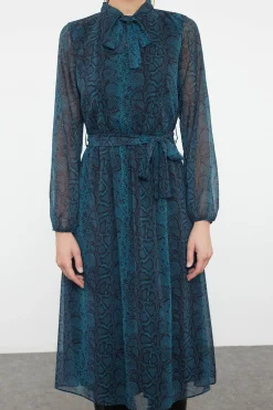 Trendyol Vestido midi con lazo verde Hot