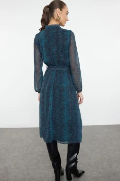 Trendyol Vestido midi con lazo verde Hot