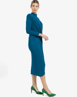 Cuplé Vestido midi con nudo frontal Azul Best