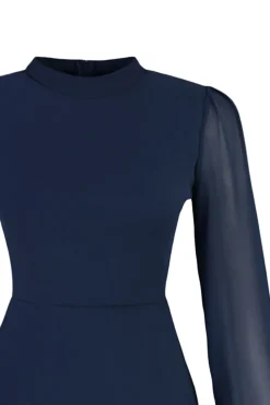 Trendyol Vestido midi de cuellto alto azul New