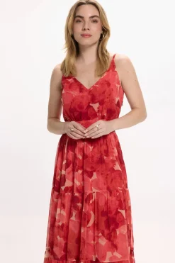 Vila Vestido midi de flores Rojo Sale