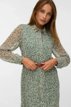 Vero Moda Vestido midi de gasa Verde Outlet