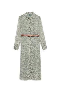 Vero Moda Vestido midi de gasa Verde Outlet