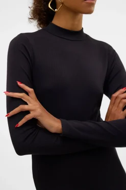 Vero Moda Vestido midi de manga larga Negro