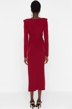 Trendyol Vestido midi de noche burdeos Outlet