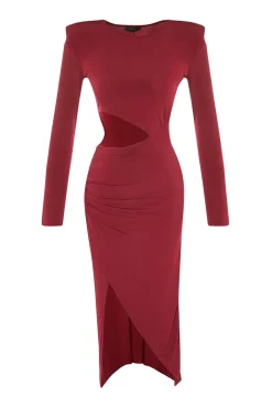 Trendyol Vestido midi de noche burdeos Outlet
