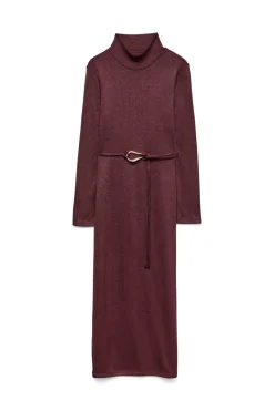 Vero Moda Vestido midi de punto cuello subido Morado Hot