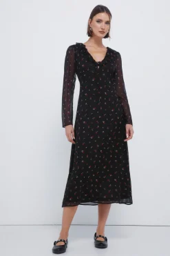 Springfield Vestido midi escote zigzag burdeos Best