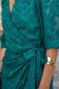 Polín Et Moi Vestido midi estampado Verde oscuro Sale