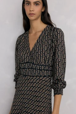 Pedro del Hierro Vestido midi estampado Gris New