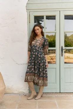Jaase Vestido midi Eve estampado Nomade Multicolor Hot