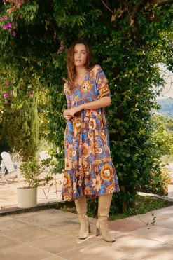 Jaase Vestido midi Eve estampado tierra Multicolor Hot