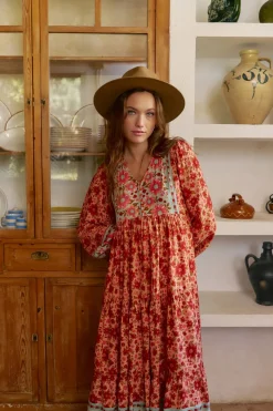 Jaase Vestido midi Eve estampado Lilliana Estampado naranja Clearance