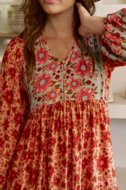 Jaase Vestido midi Eve estampado Lilliana Estampado naranja Clearance