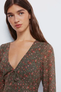 Springfield Vestido midi florecitas kaki Sale