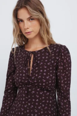 Springfield Vestido midi florecitas marr&oacute;n Discount