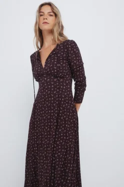 Springfield Vestido midi florecitas marr&oacute;n Discount