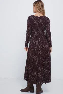 Springfield Vestido midi florecitas marr&oacute;n Discount