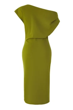 Trendyol Vestido midi fruncido verde Online