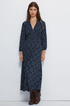 Springfield Vestido midi goma cintura azul