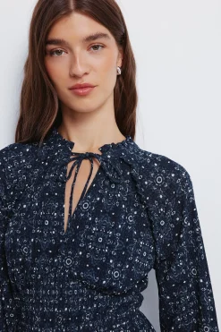 Springfield Vestido midi goma cintura azul