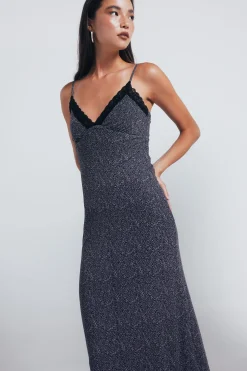 Springfield Vestido midi lencero negro Best