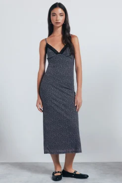 Springfield Vestido midi lencero negro Best