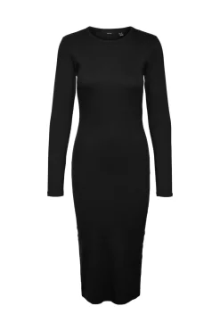 Vero Moda Vestido midi manga larga Negro Outlet