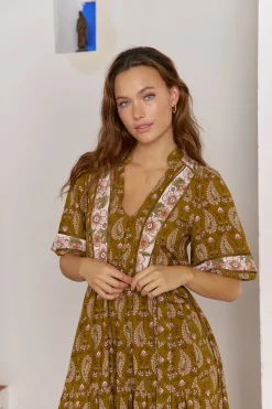 Jaase Vestido midi mila estampado Amalie Estampado beige Outlet