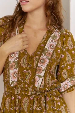 Jaase Vestido midi mila estampado Amalie Estampado beige Outlet