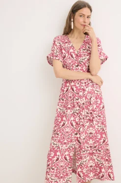 Cortefiel Vestido midi pliegues Multicolor Online