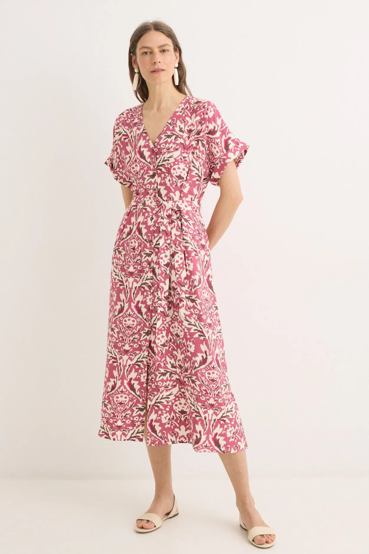 Cortefiel Vestido midi pliegues Multicolor Online