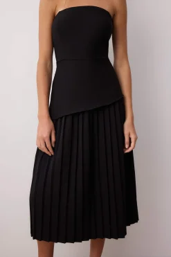 Trendyol Vestido midi plisado negro Sale
