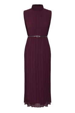 Trendyol Vestido midi plisado burdeos Outlet