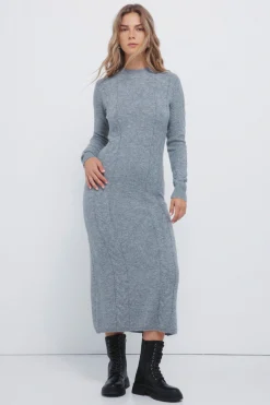 Springfield Vestido midi punto cable knit estampado