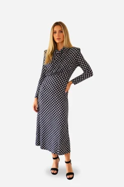 Cuplé Vestido midi punto estampado Azul Best