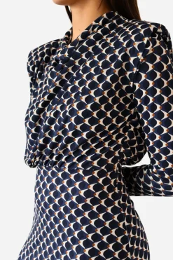 Cuplé Vestido midi punto estampado Azul Best