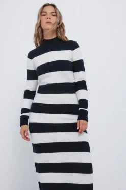 Springfield Vestido midi punto rayas kodak azul Clearance