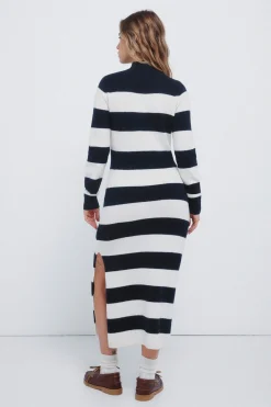 Springfield Vestido midi punto rayas kodak azul Clearance