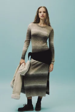 Springfield Vestido midi punto space dye gris Outlet