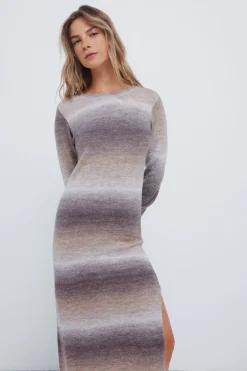 Springfield Vestido midi punto space dye gris Outlet