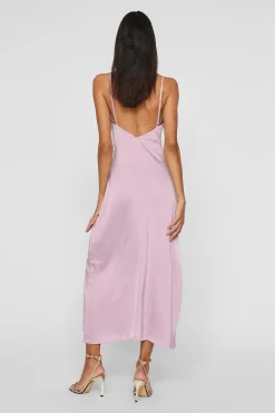 Vila Vestido midi satinado Lila Outlet