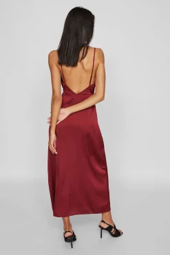 Vila Vestido midi satinado Vino Best