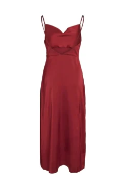 Vila Vestido midi satinado Vino Best