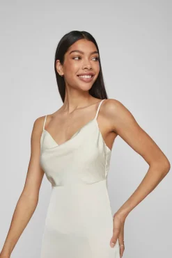 Vila Vestido midi satinado Beige Hot