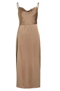 Vila Vestido midi satinado Marr&oacute;n Sale
